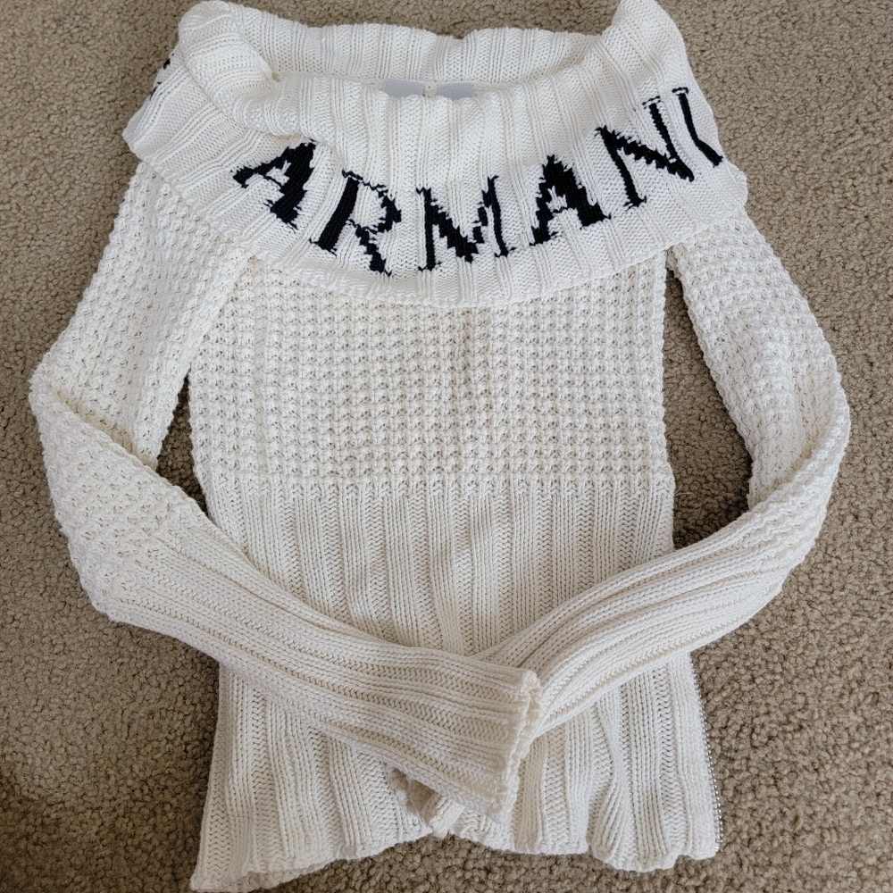 Armani exchange logo off the knit sweater top